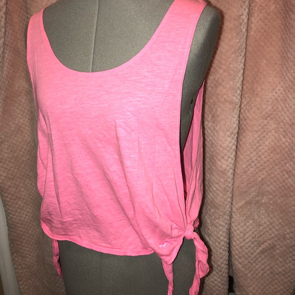 Pink side tie tank